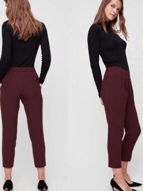 Aritzia Babaton Women's Cropped Trousers in Burgundy size 6